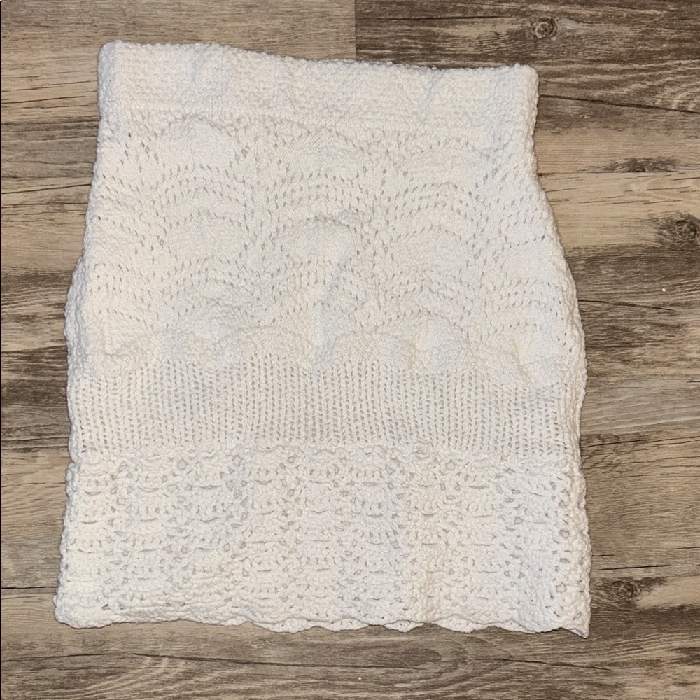 White Knit Mini Skirt